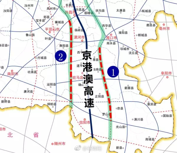 2019信阳新开工两条高速安罗高速上蔡至罗山段许昌至信阳高速