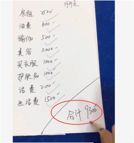 单身美女列出每月花费清单,男生直呼养不起,网友:正常消费水平
