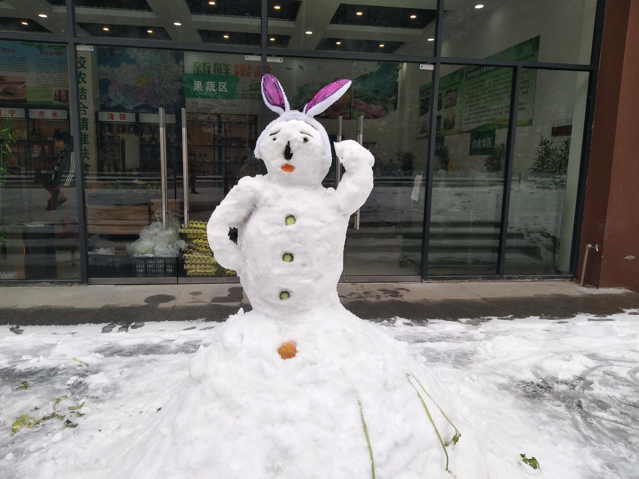 图1/2大学城师大的雪景!图3/4/5财大学校里妖娆的雪人