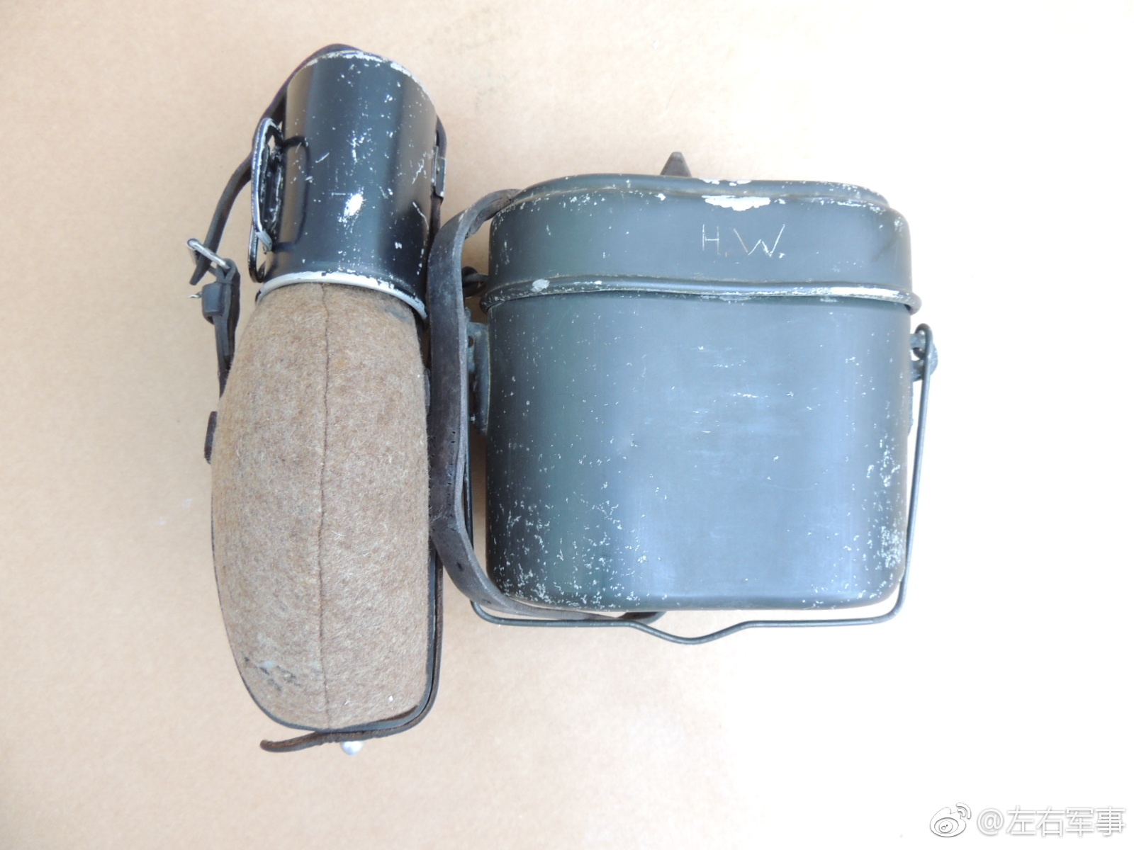 原品二战德军水壶与饭盒饭盒产于1940年对号水壶产于1939年