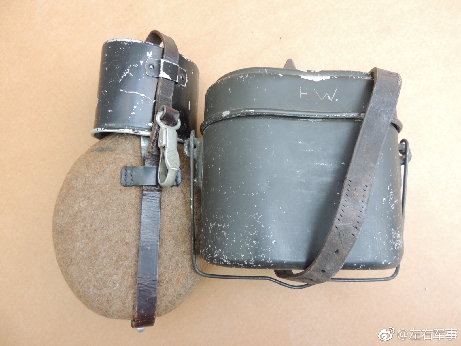 原品二战德军水壶与饭盒饭盒产于1940年对号水壶产于1939年