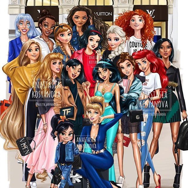 当迪士尼公主们穿上了时尚套装好飒一群公主