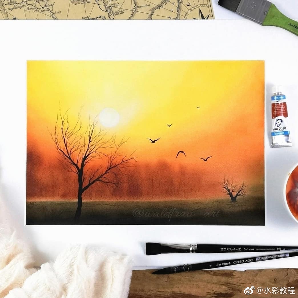 水彩风景作品分享by ins: waldfrau_art