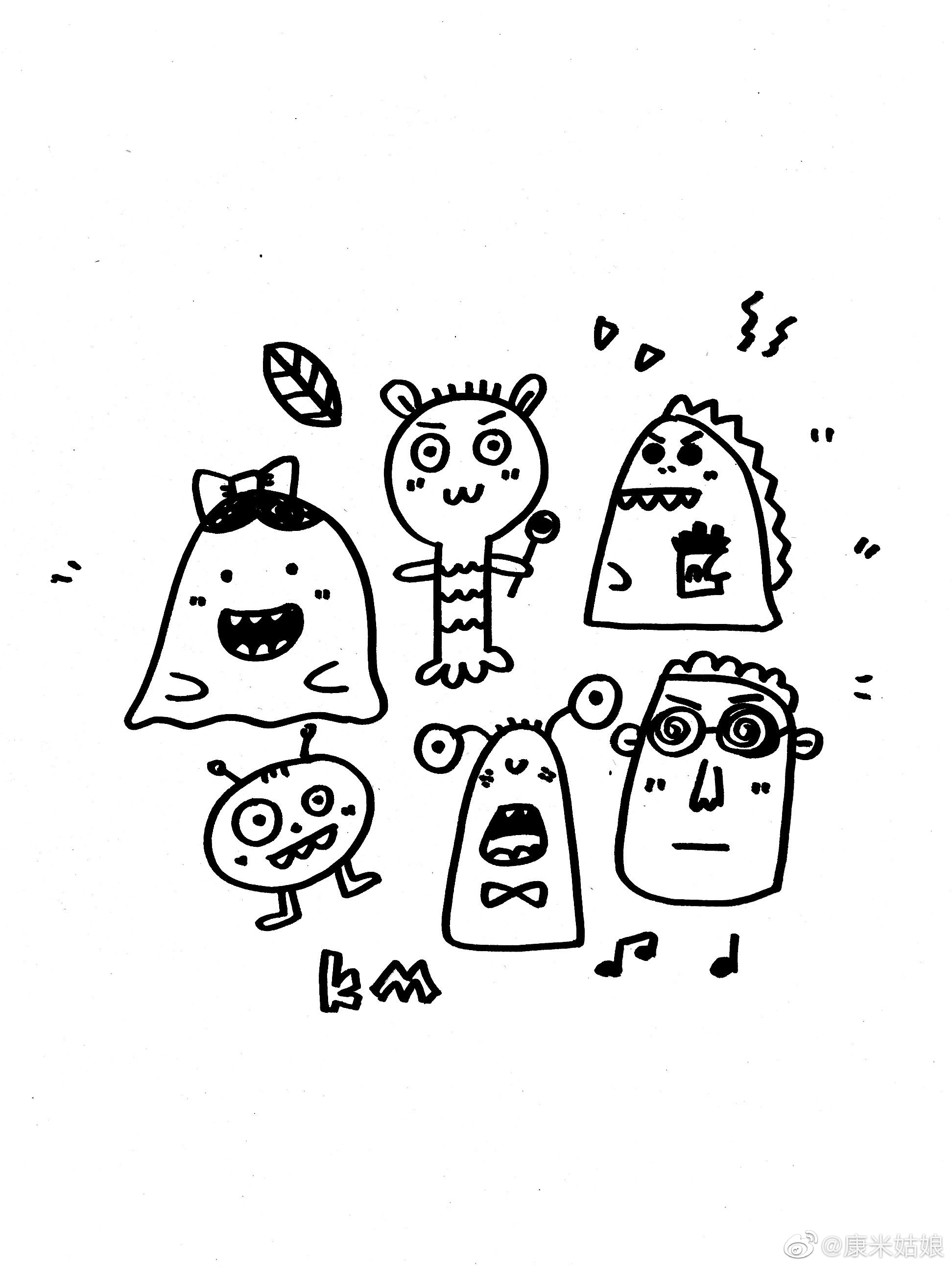 呆萌简笔画元素