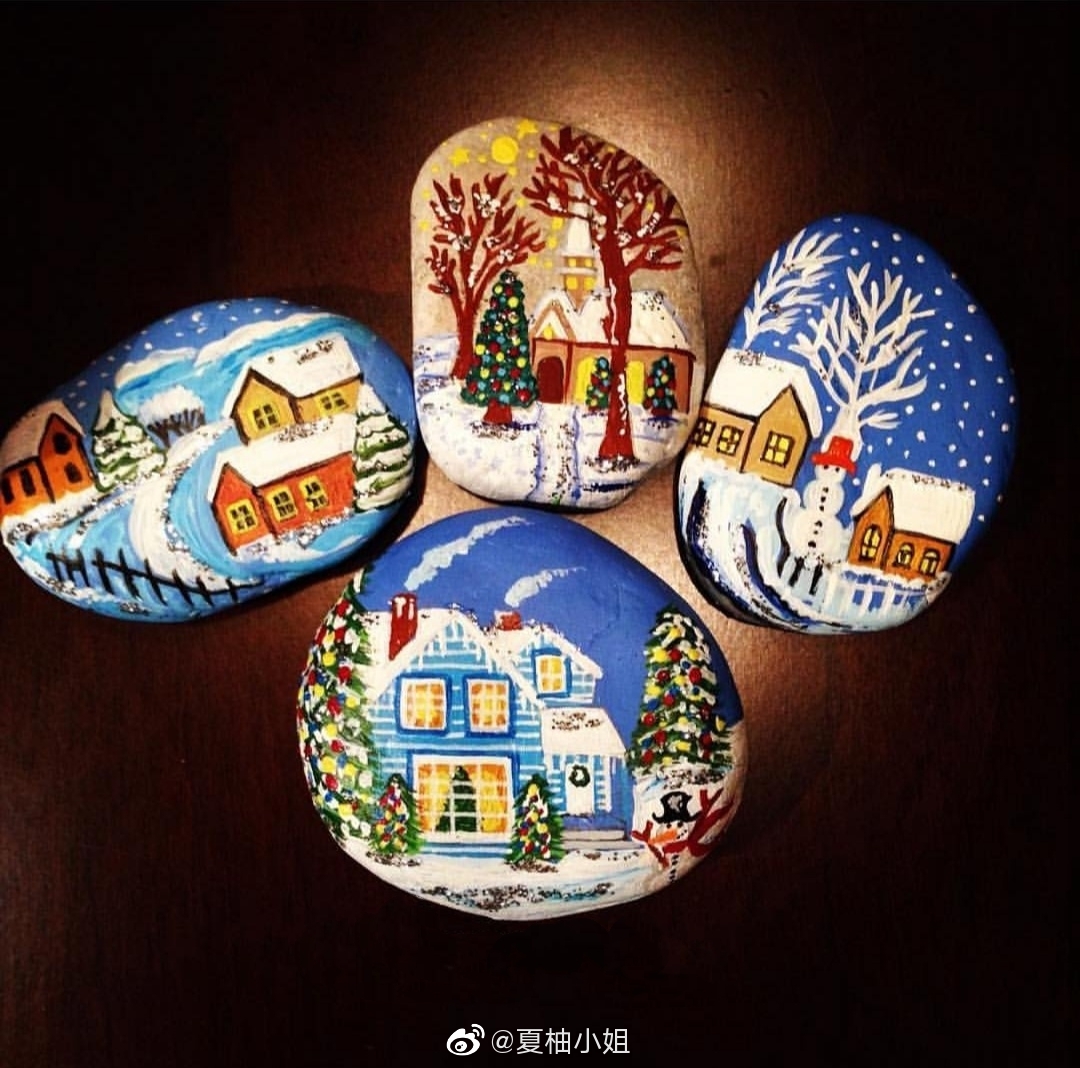 各种各样的房子石头画,创意满满!
