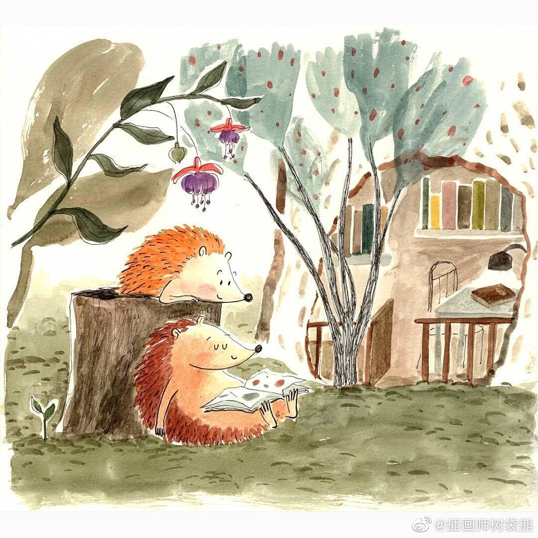 中国台湾插画师 ya-ling huang 小刺猬的故事童书绘本插画设计作品