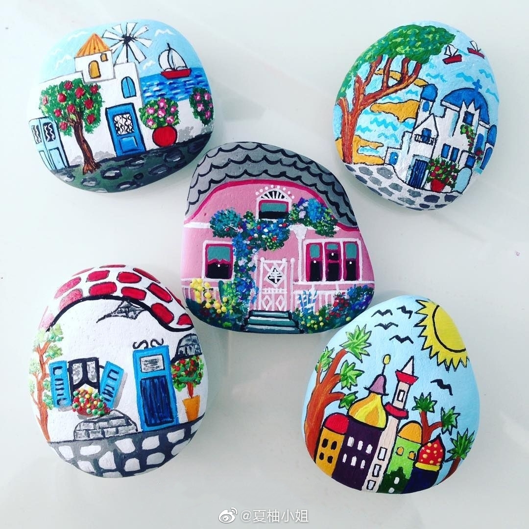 各种各样的房子石头画,创意满满!