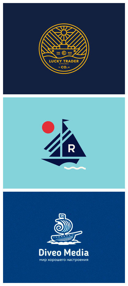 乘风破浪,一帆风顺,以船为元素的logo设计