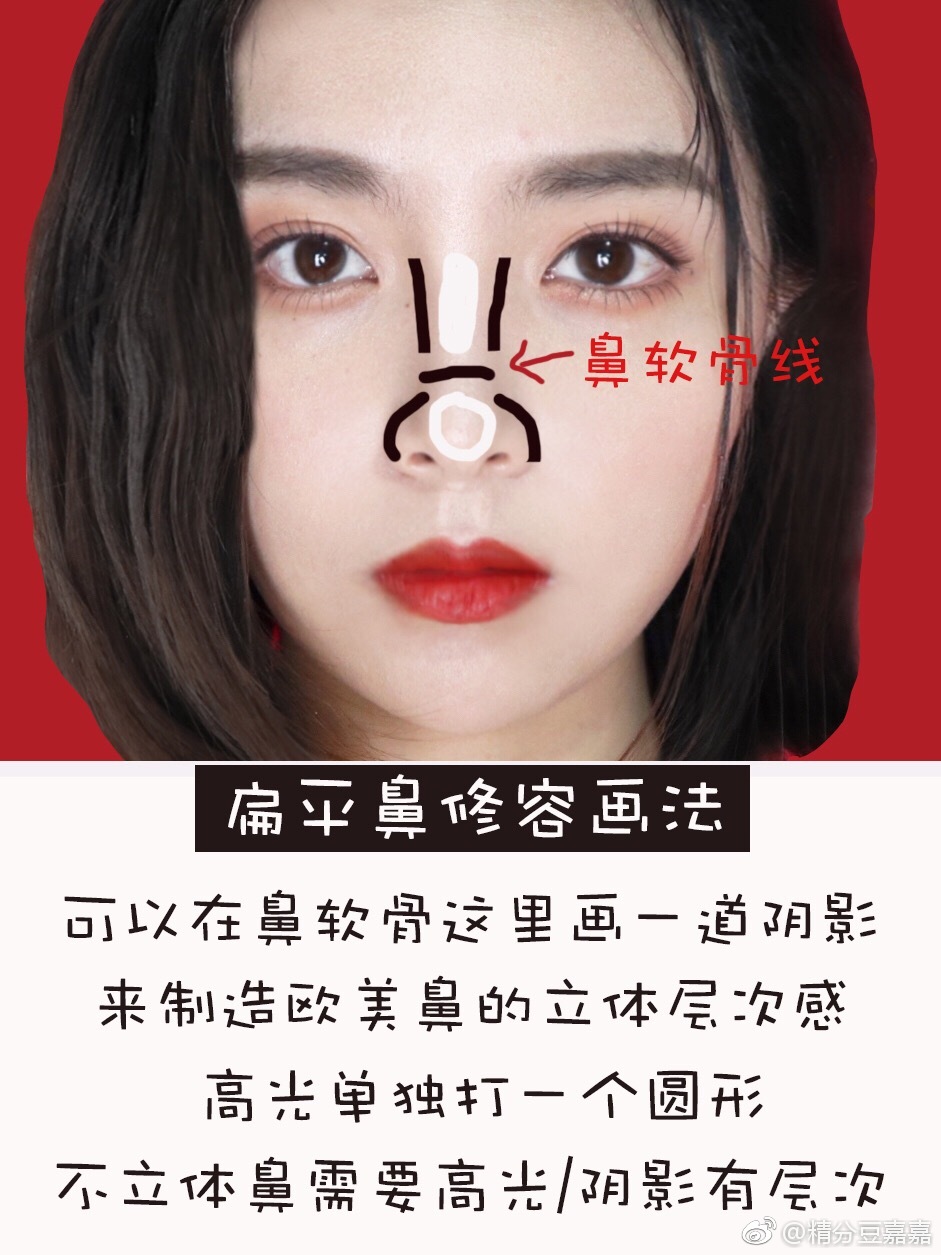 干货丨整容级鼻影画法送你高挺鼻‼️拯救塌鼻子‼️鼻子鼻型修容化妆
