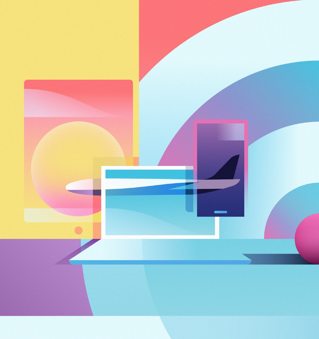 ray oranges用几何图形堆叠出的抽象风插画真是别有风情~配色也炒鸡舒