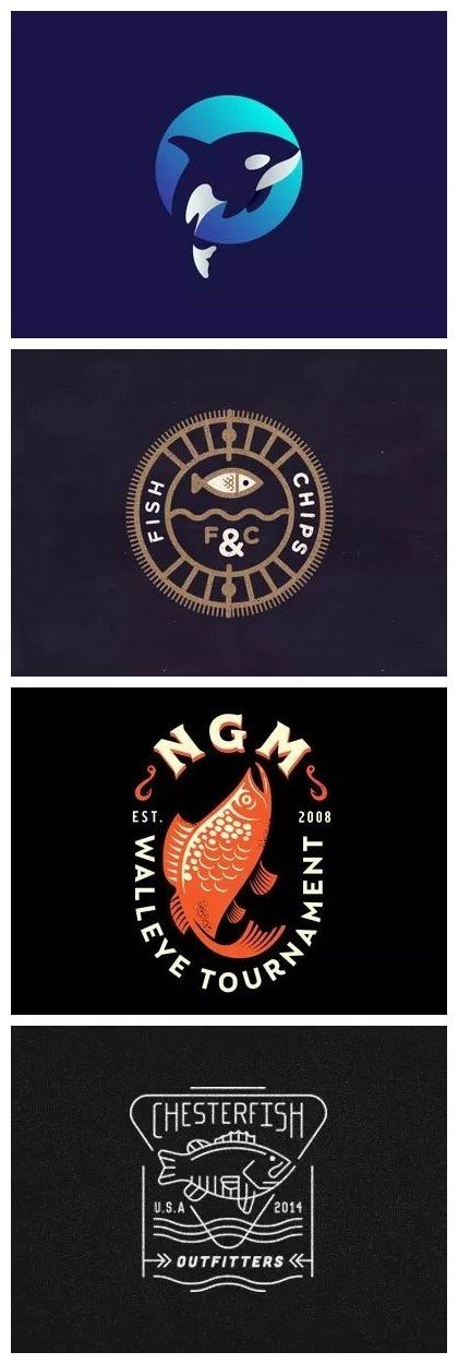 分享一个比较全面的各类鱼logo的设计案例