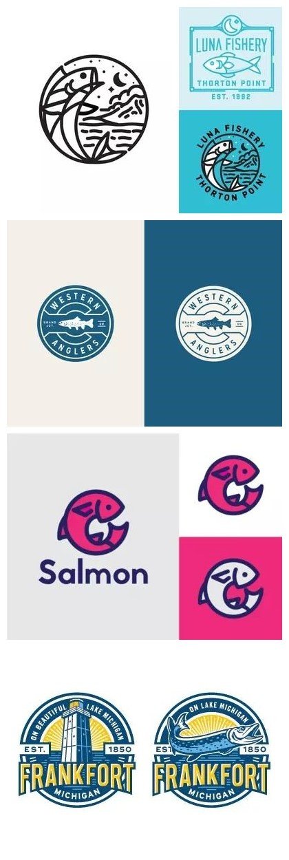 分享一个比较全面的各类鱼logo的设计案例