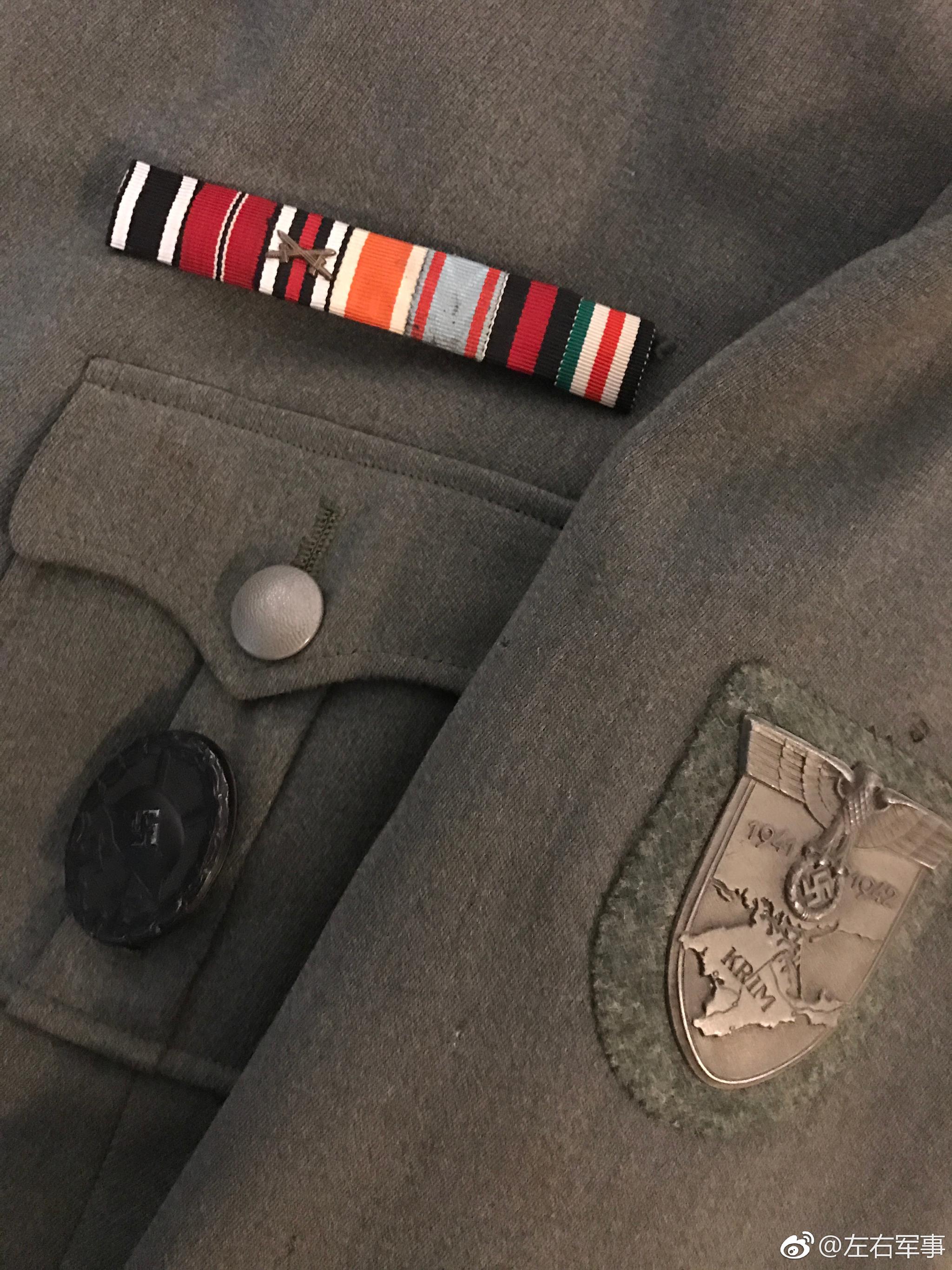 po主收藏的一件原品二战德军炮兵少校m36常服,自带克里米亚盾章.
