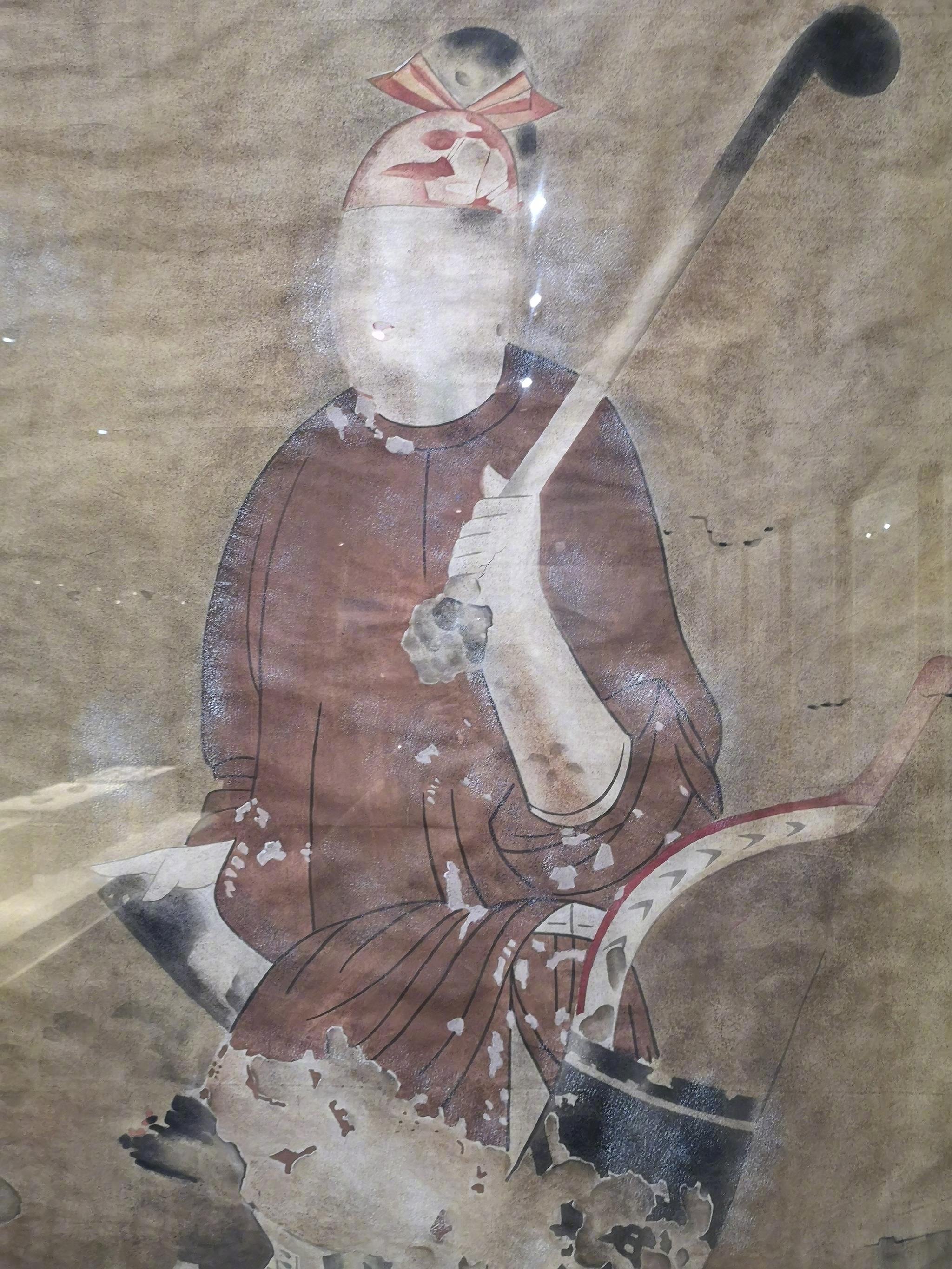牡丹江宁安,渤海国博物馆,唐渤海国贞孝公主墓葬的壁画彩色拓印