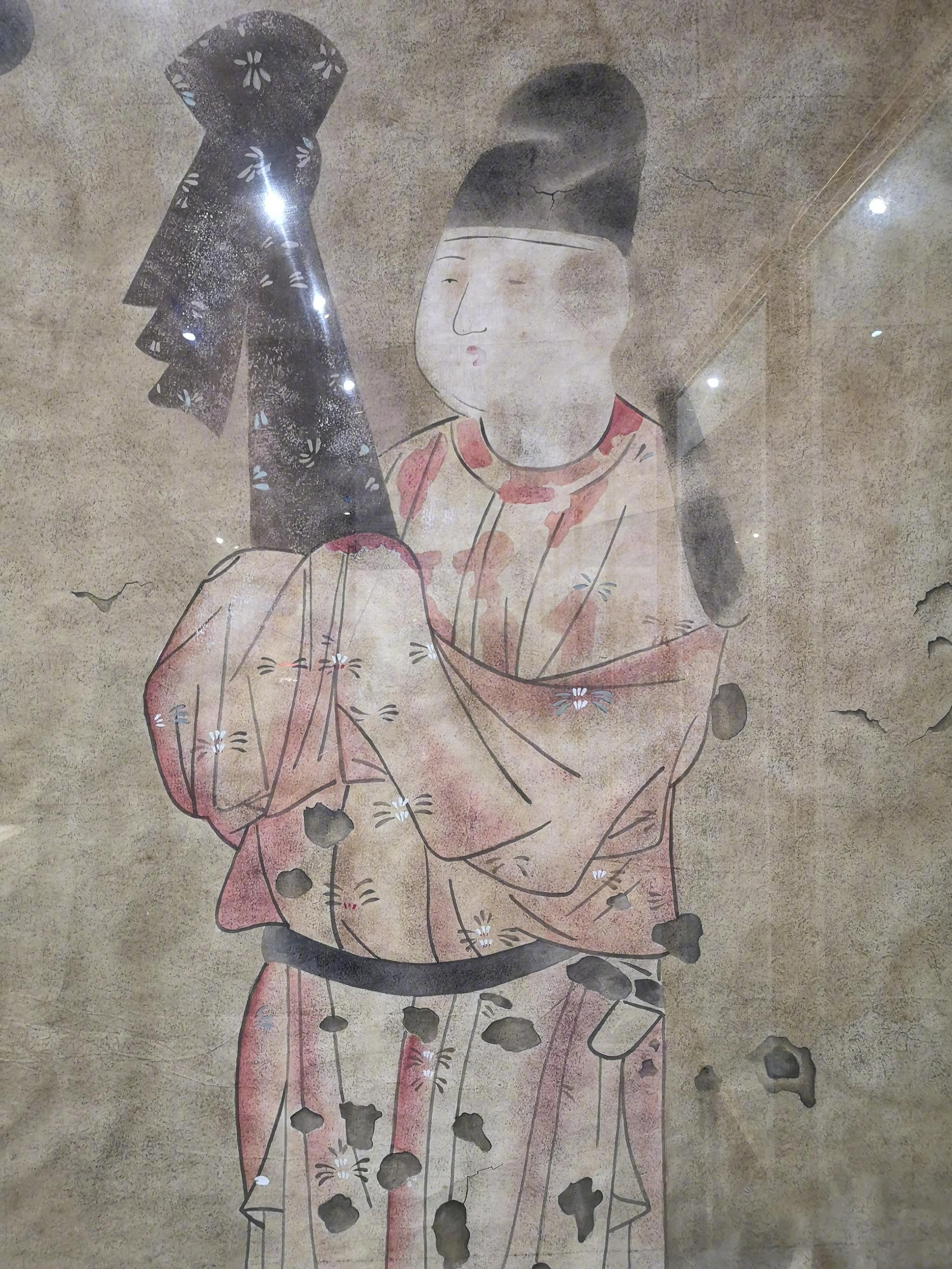 牡丹江宁安渤海国博物馆唐渤海国贞孝公主墓葬的壁画彩色拓印