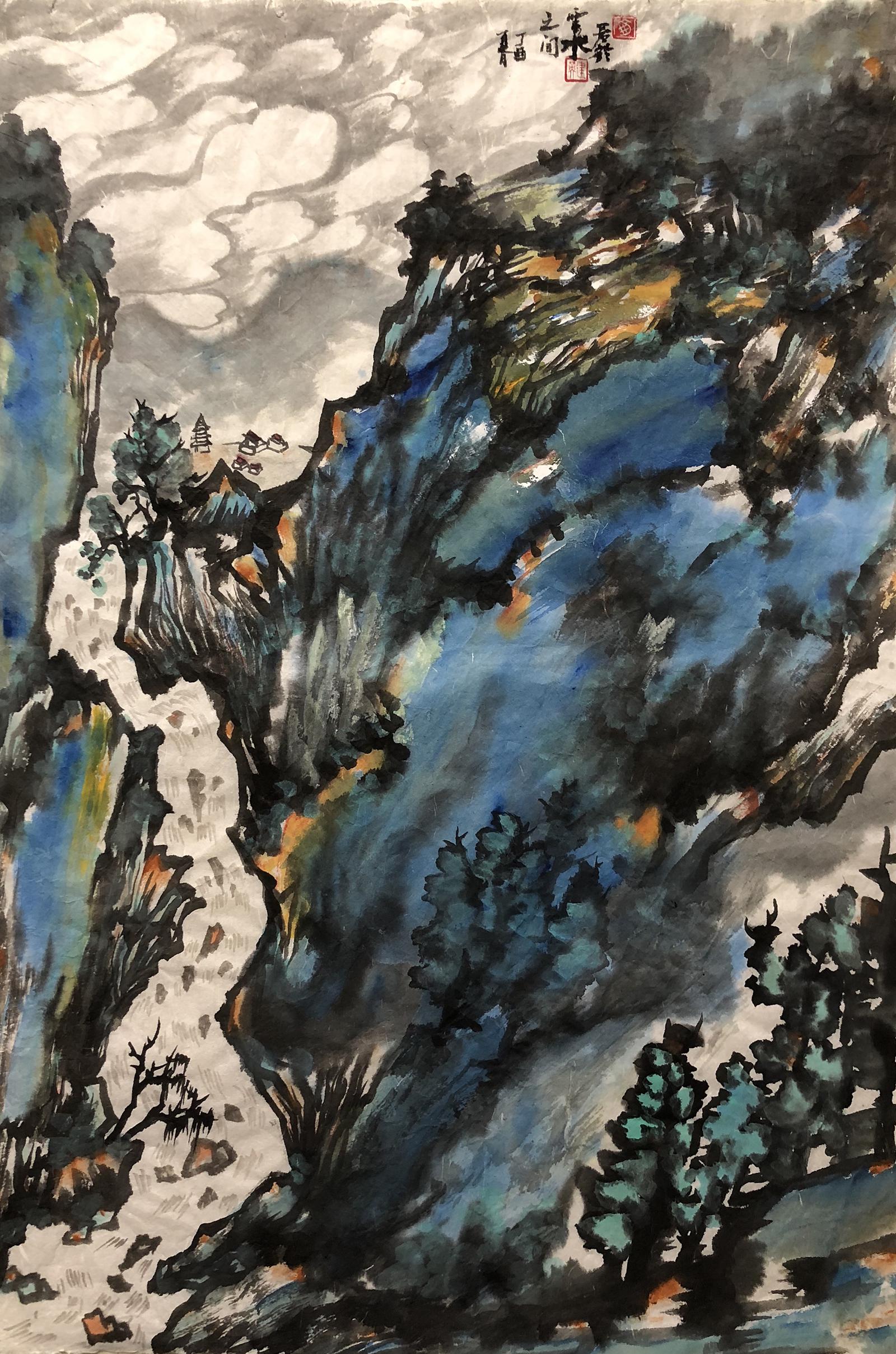 愚子(俞建英)彩墨山水画欣赏