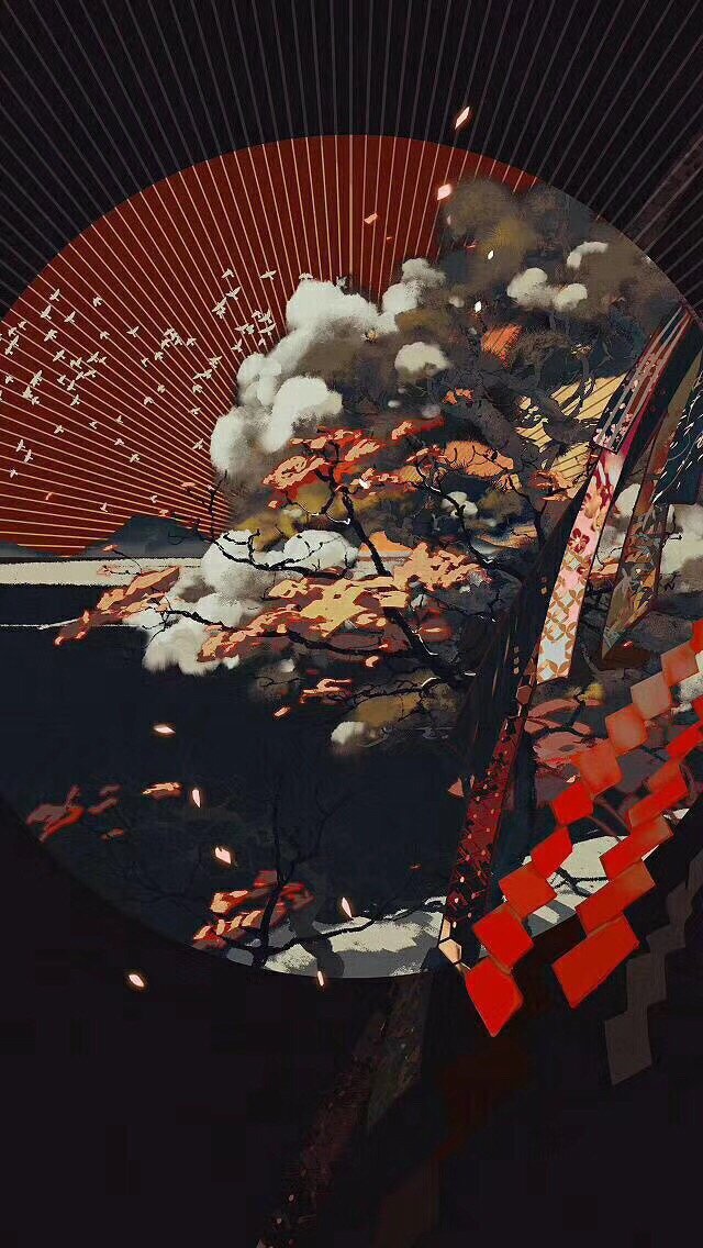 插画师@眠狼 做的一波新壁纸,跟诗一样美!太好看了