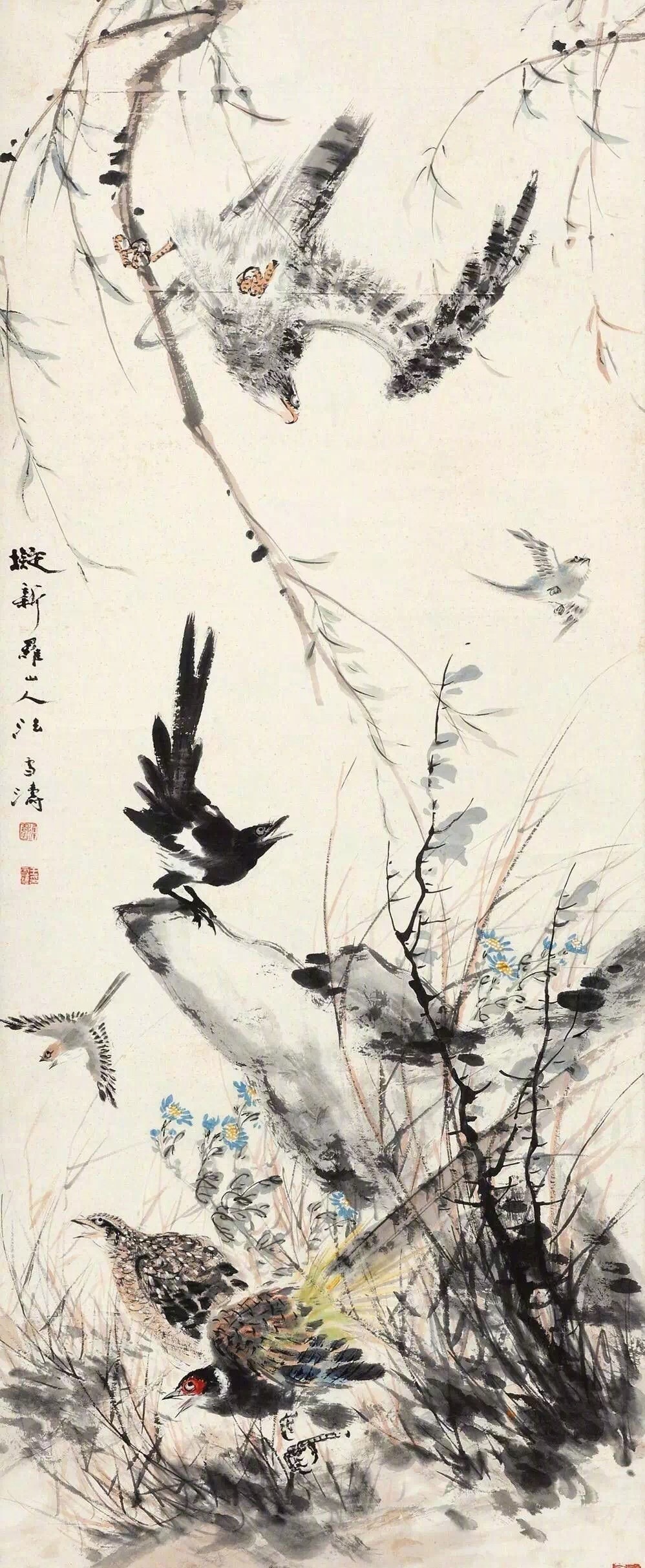 现当代名家:王雪涛喜鹊作品欣赏