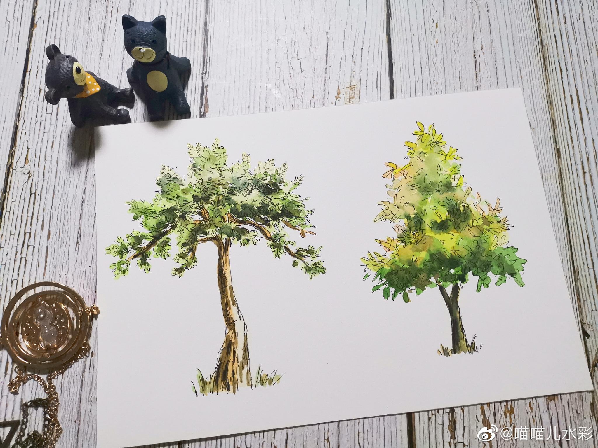 各种树的画法了解一下|水彩|喵喵|画法_新浪新闻