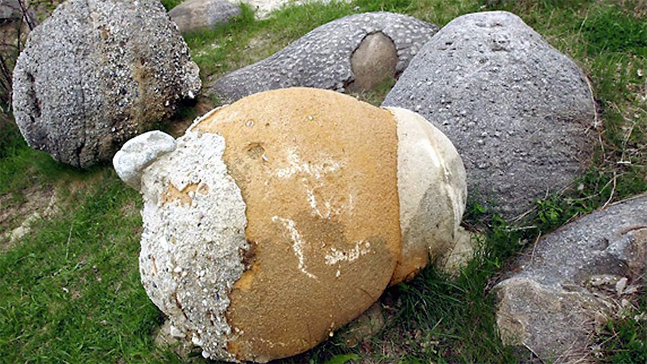 罗马尼亚怪异的石头,遇到水就疯狂长大,里面像个血红年轮