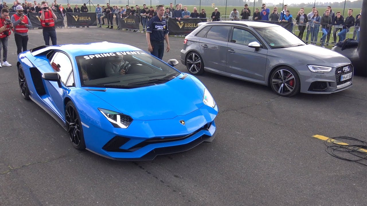 450hp奥迪rs3 sportback vs 740hp兰博基尼aventador s