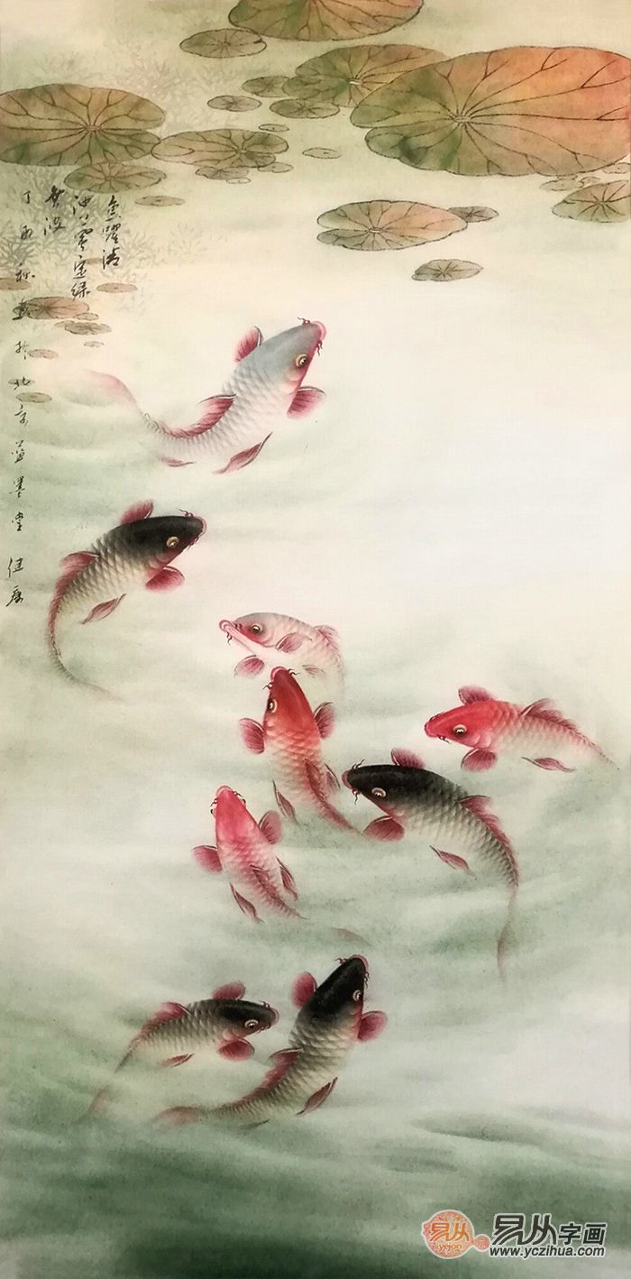 《鱼跃清池上 风定绿无波》(作品选自:易从网)在民间,鲤鱼不仅是财富
