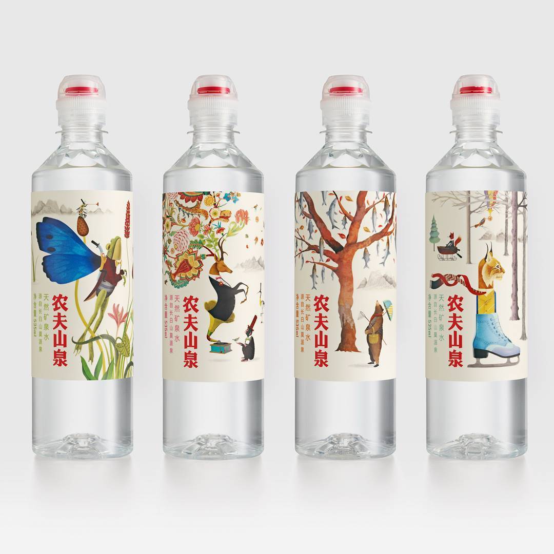 英国插画师brettryder为农夫山泉包装画的插图