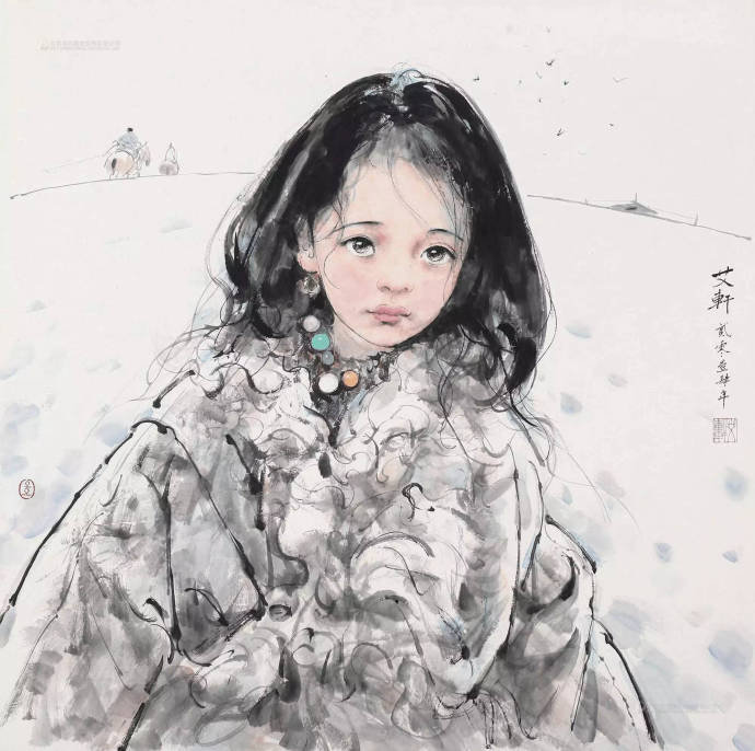 水墨人物艾轩作品