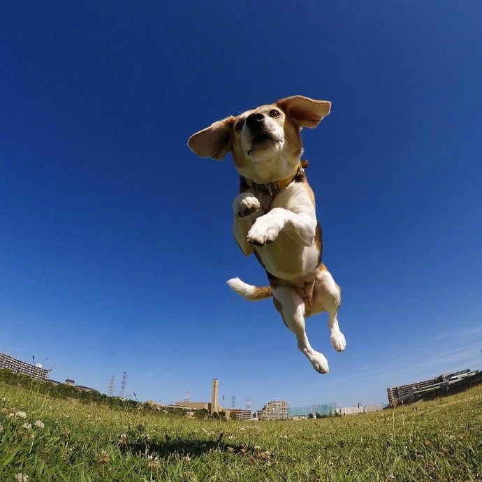 飞奔在空中的狗狗,你这是要上天吗
