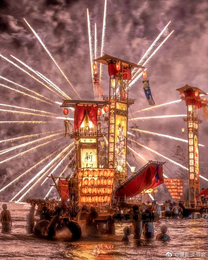 烟花与神桥的祭典 大淀祇园祭 七夕切子灯笼祭 夏季手力火祭by摄 烟花与神桥的祭典 大淀祇园祭 七夕切子灯笼祭 夏季手力火祭by摄