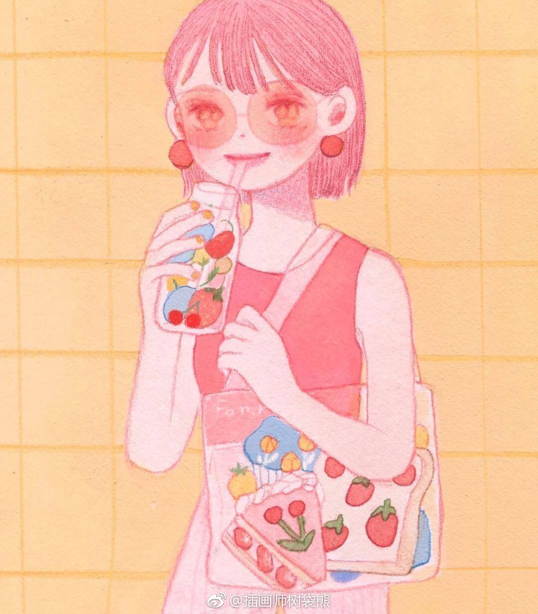 韩国插画师fommyy可爱少女彩铅插画设计作品配色真是令人