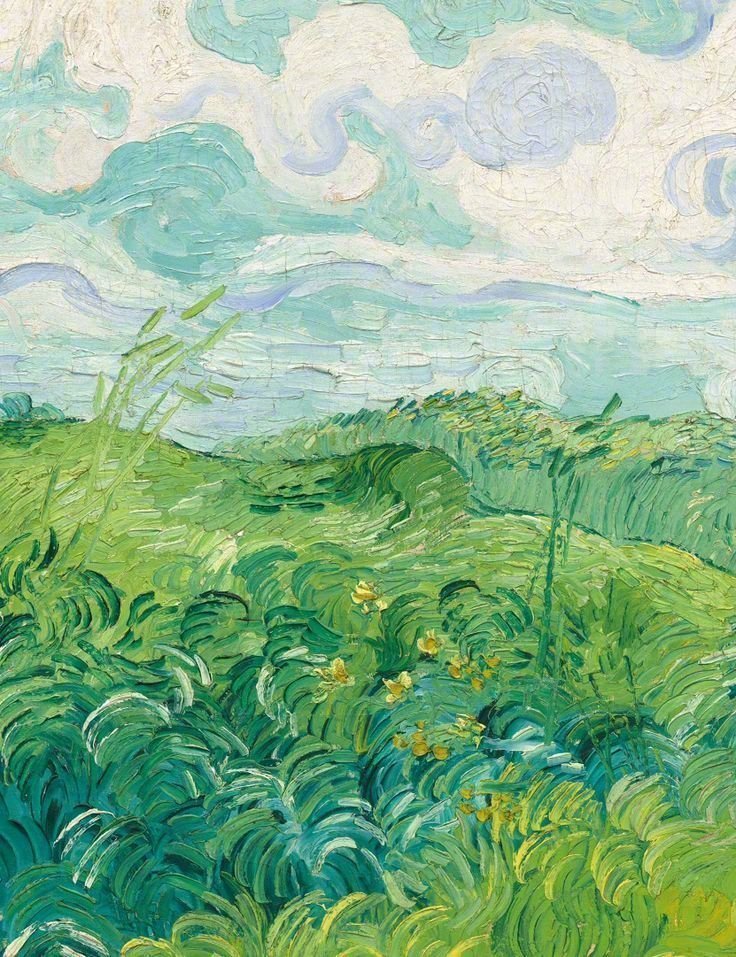 绿色系绘画梵高作品