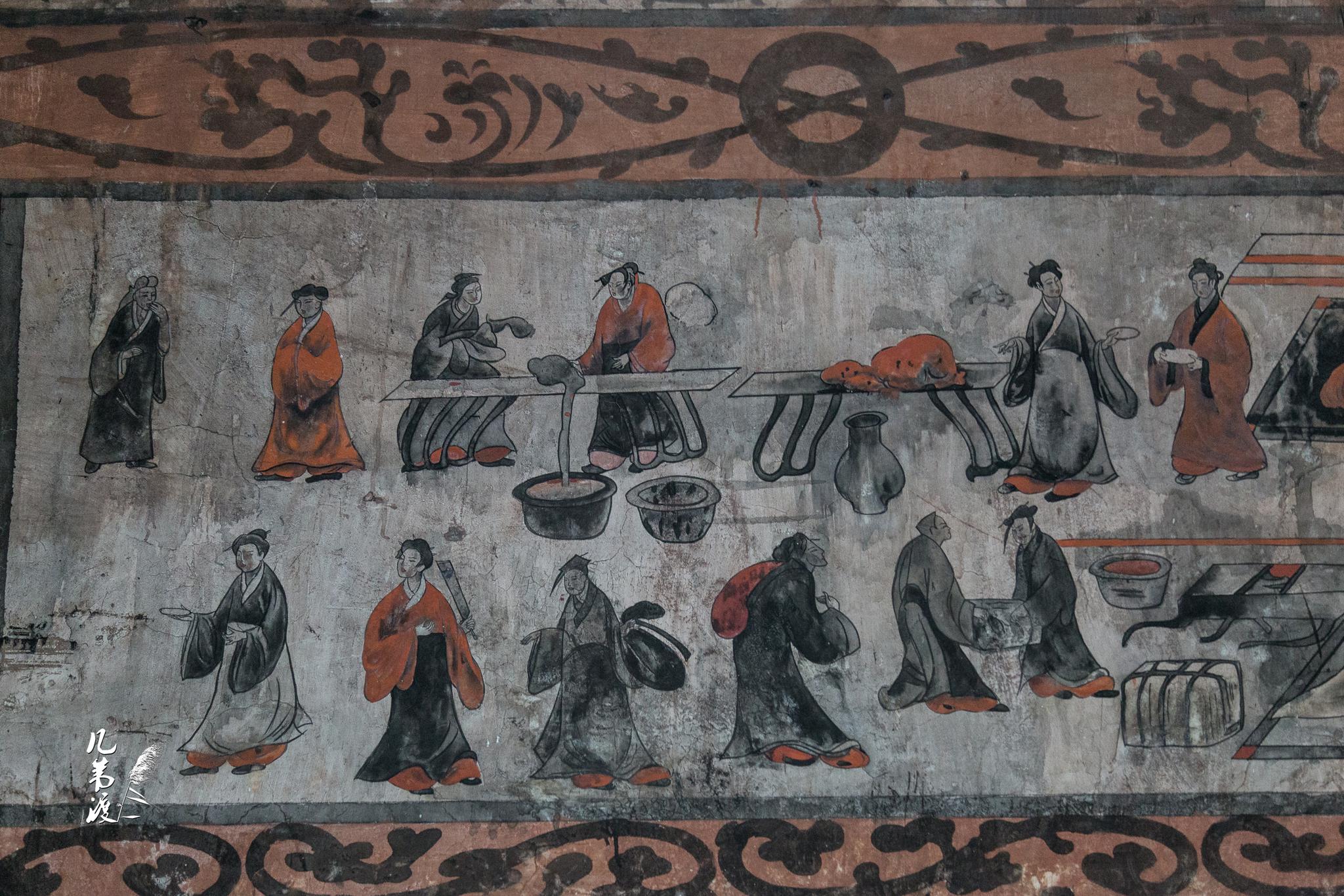 打虎亭汉墓三20168拍摄二号墓东墓的等比例复制墓中的壁画