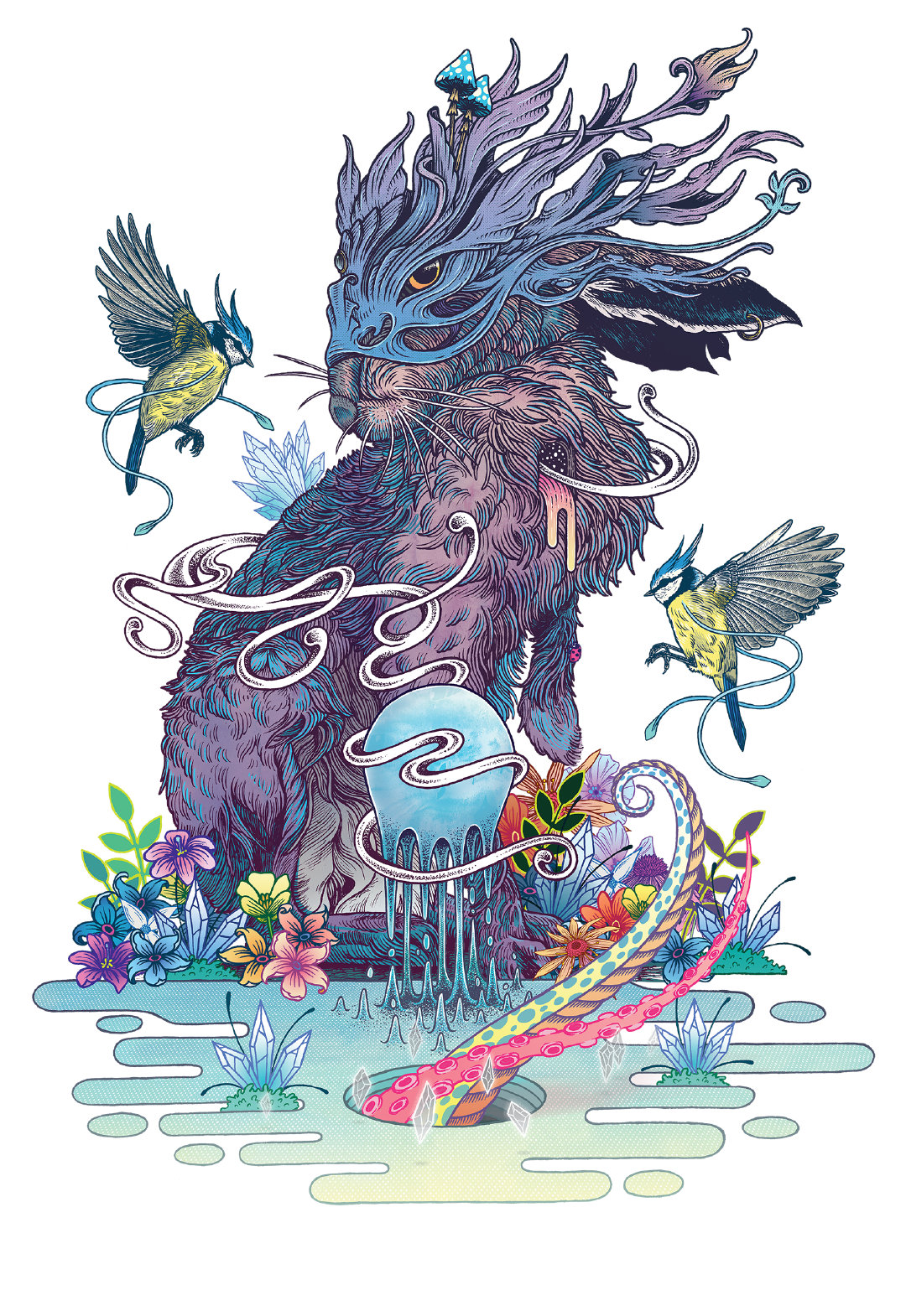 手绘山海经--灵兽(狰)插画 图形设计 手绘Illustration Graphic d