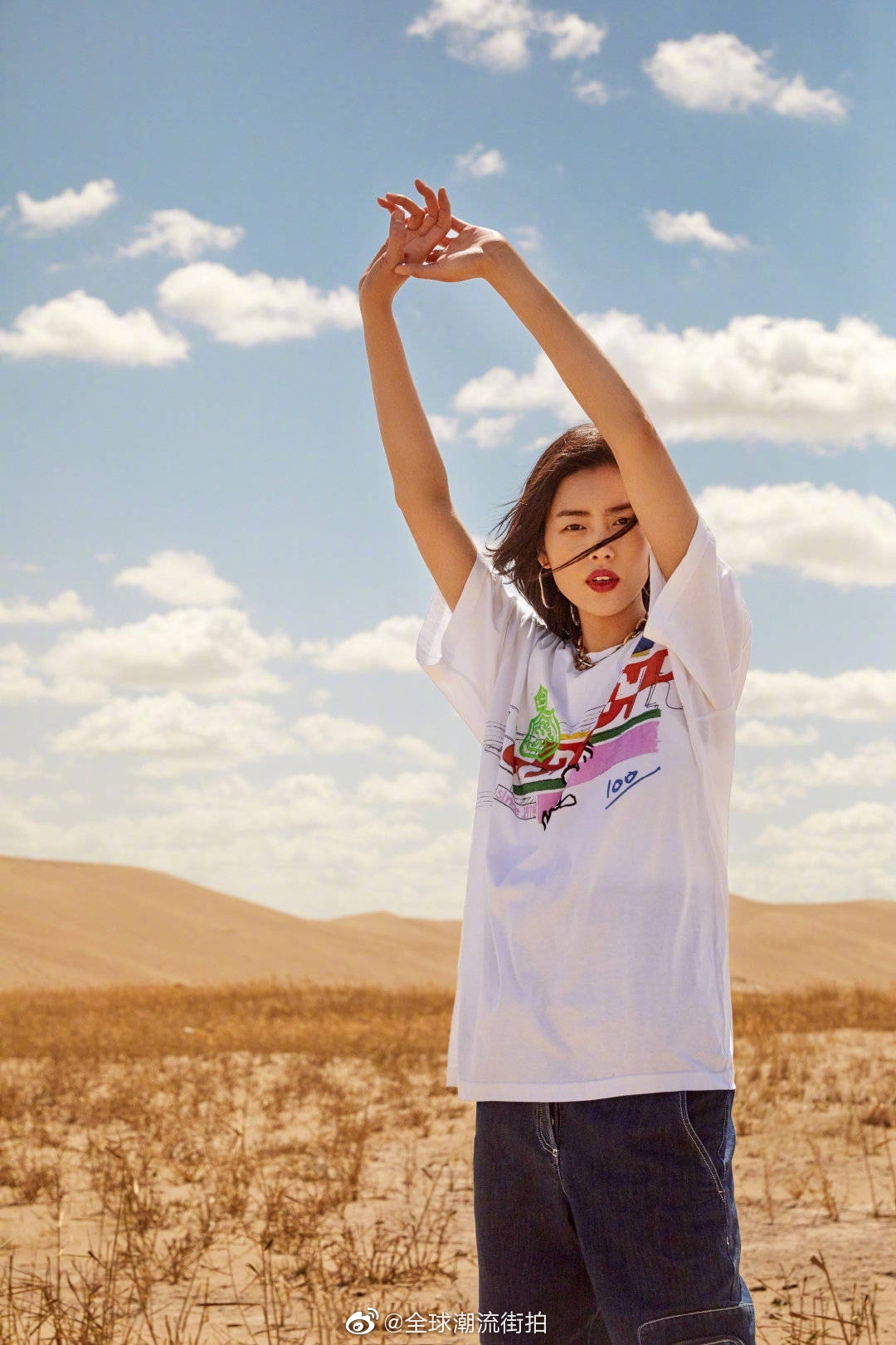 刘雯xsacaidress简简单单的白t干净美好的夏天