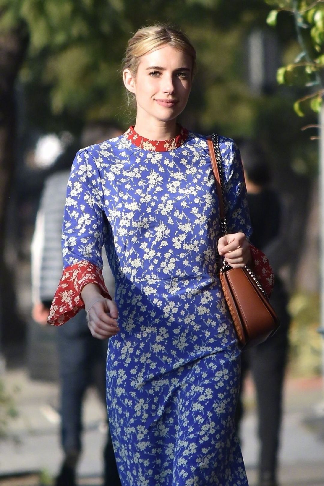 艾玛·罗伯茨(emma roberts)身穿hvn 印花连衣裙