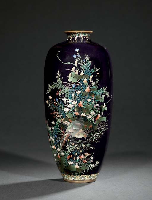 明治时期七宝烧花瓶日式