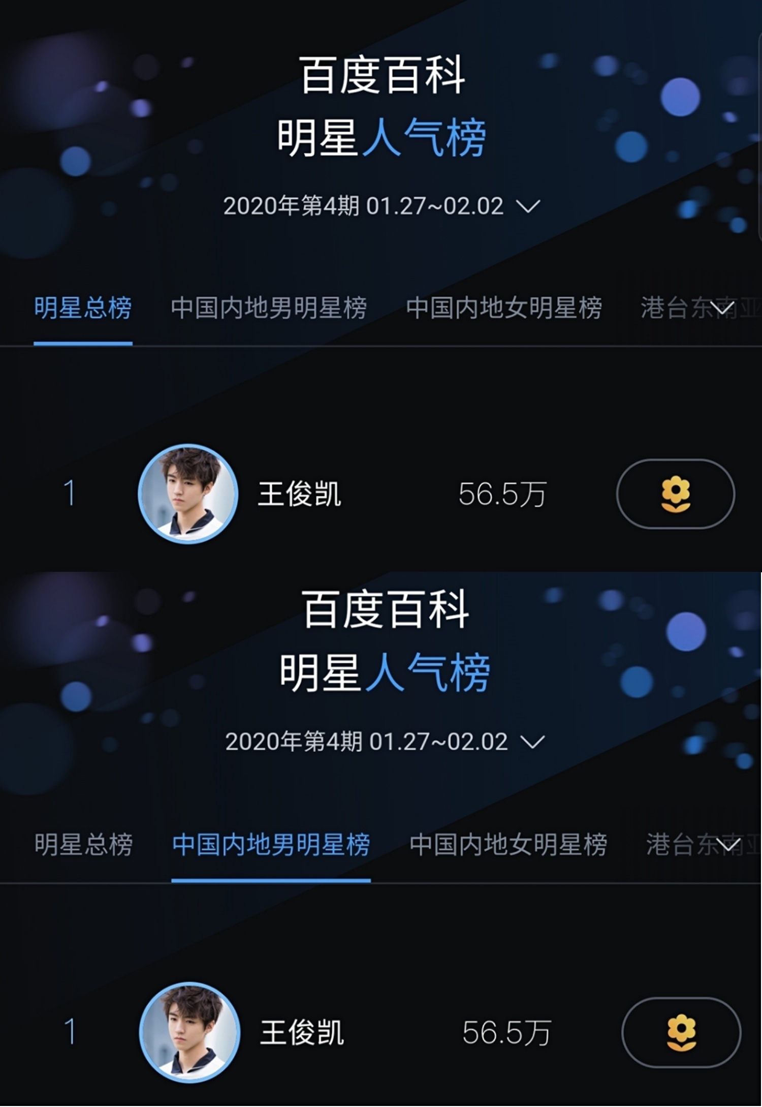 百科明星人气榜新一期周榜公开