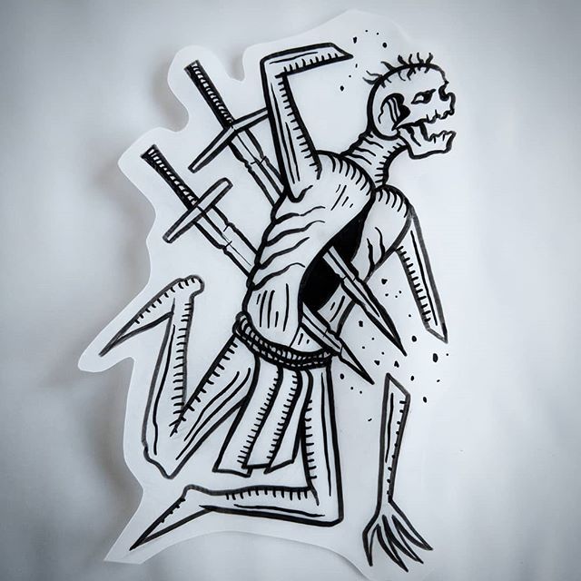 人物骨骼纹身图手稿