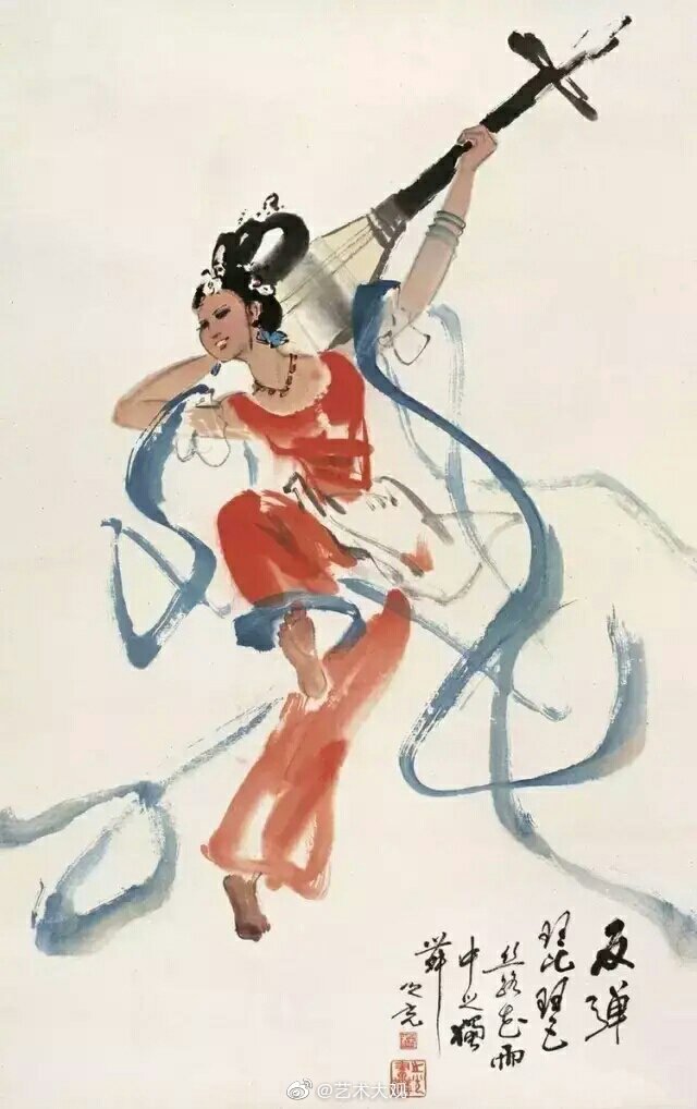 水墨画舞蹈人物作品欣赏杨之光(1930—2016),广州美术学院国画系教授