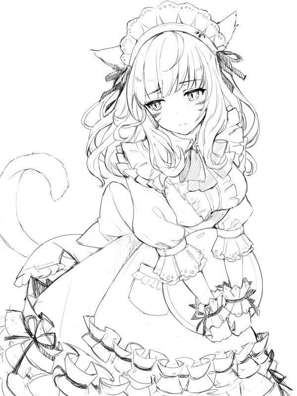 日本画师 momoco_haru 的线稿作品