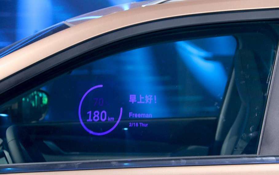 首先,车窗投影交互在ex5上属于选装配置,选装的价格为8000元.