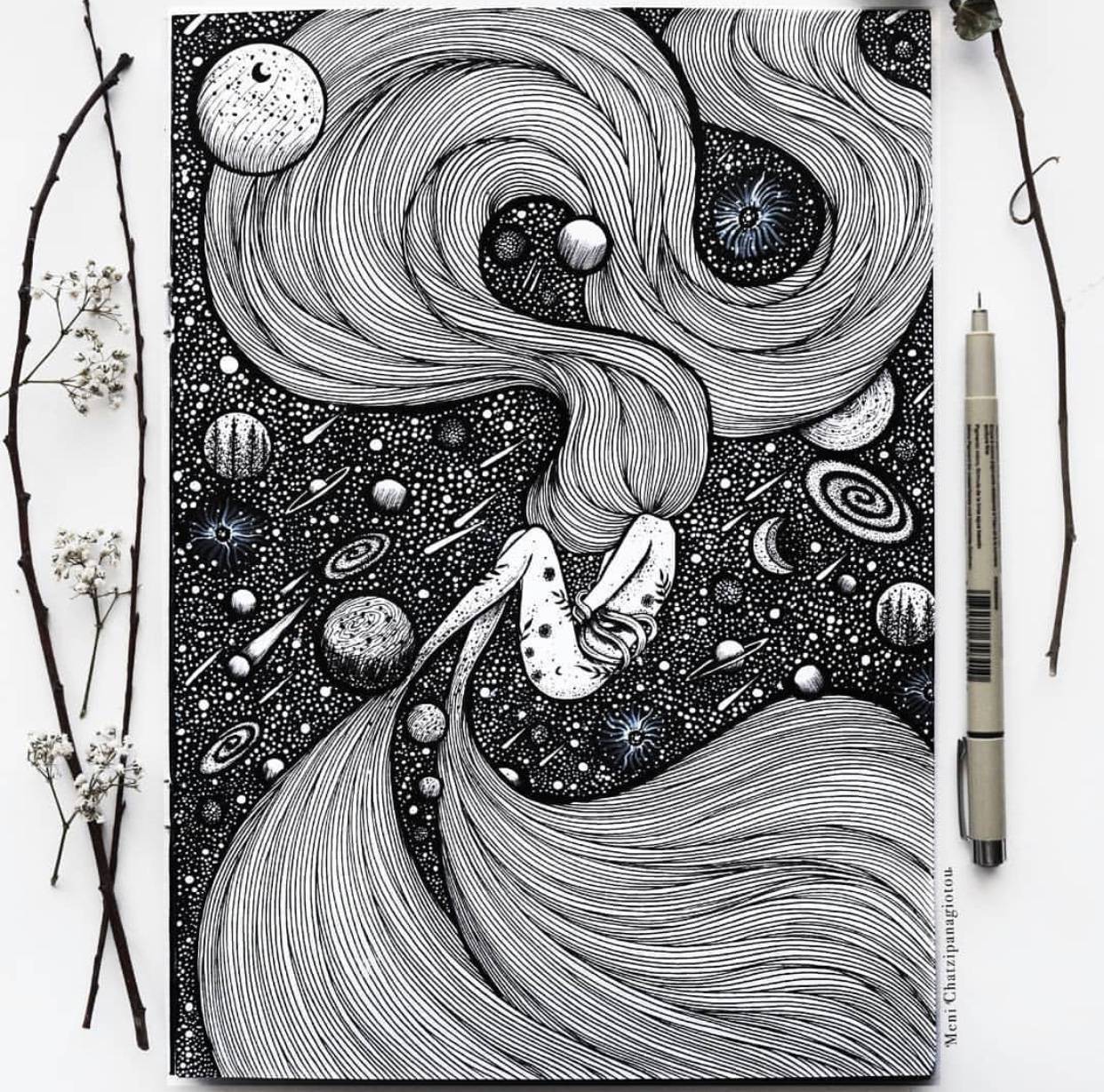 针管笔黑白插画|作者 ins