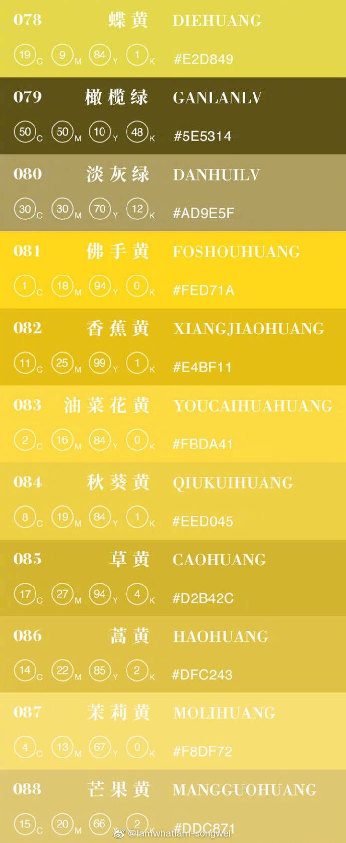 必备的传统配色|含cmyk色值