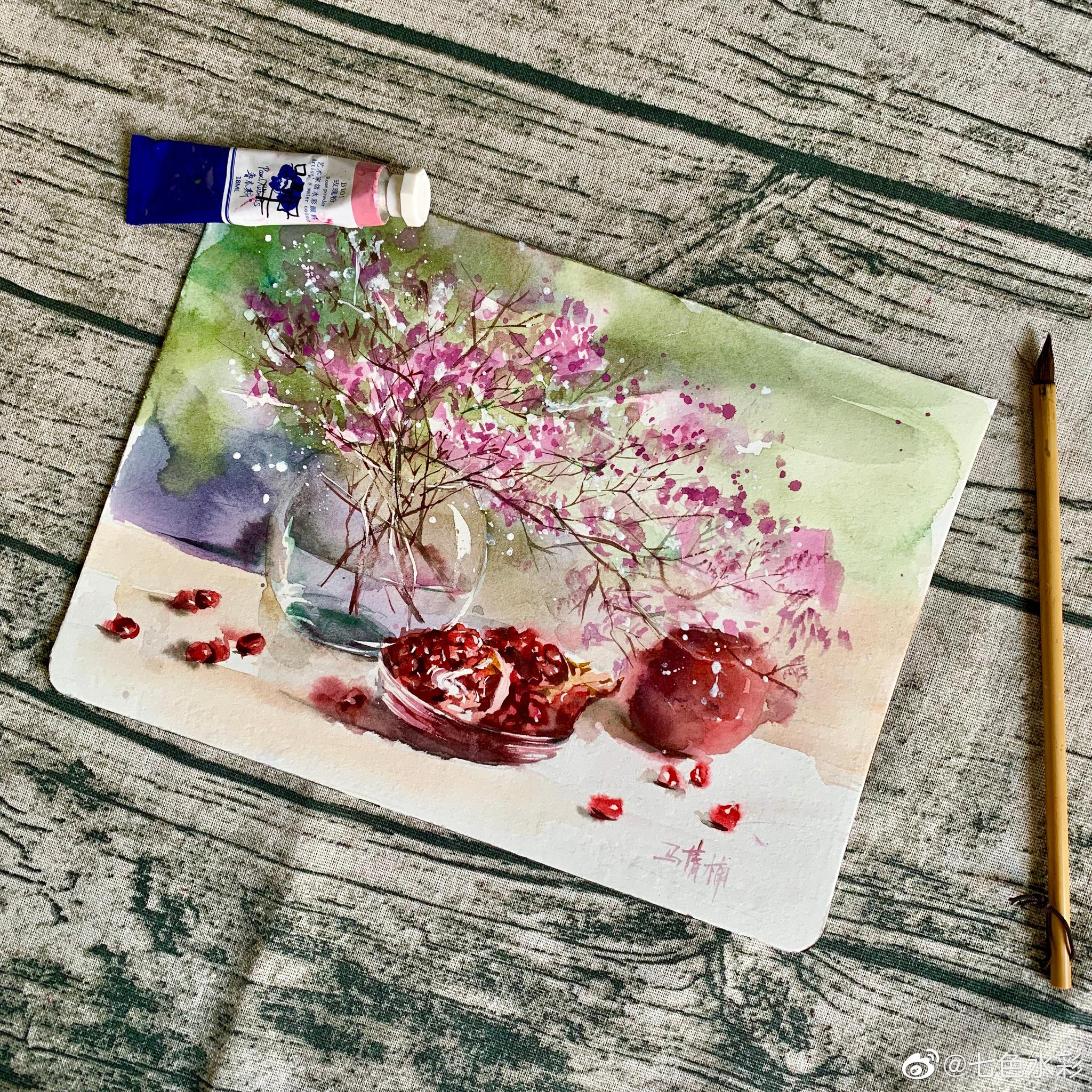 水彩形形色色的玻璃器皿