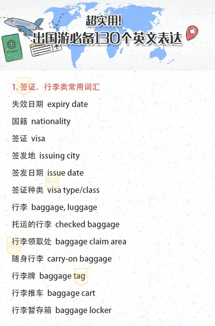 超实用 出国游必备130个英文表达