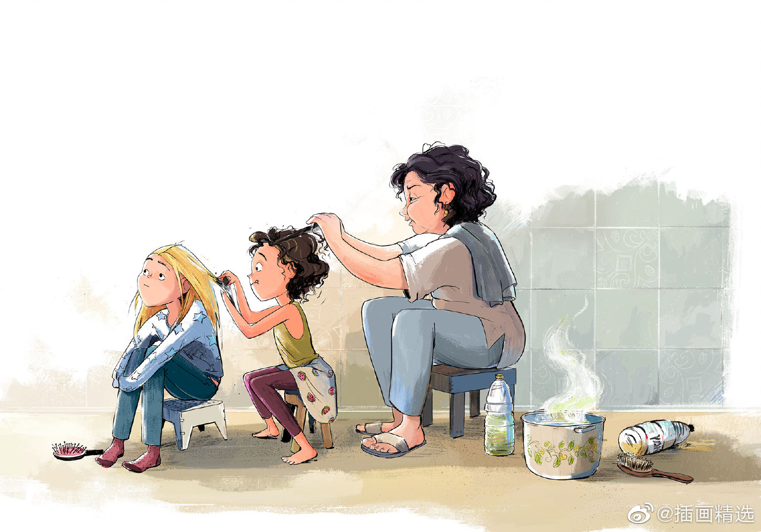 画师carmelbenami笔下的插画与家人的时光
