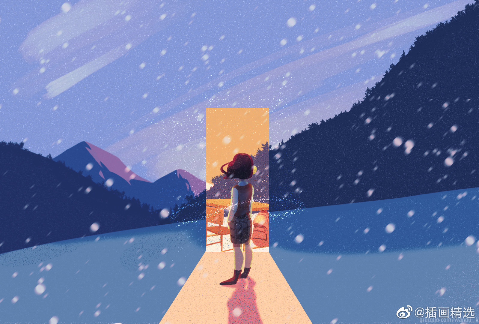 画师wanduking笔下的画暗色调的配色和意境的画面每一幅画仿佛都诉