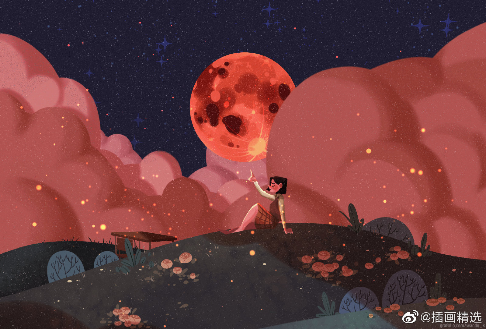 画师wanduking笔下的画暗色调的配色和意境的画面每一幅画仿佛都诉