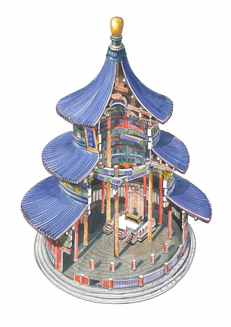 穿墙透壁——李乾朗古建筑手绘艺术|古建筑|李乾朗|艺术_新浪新闻